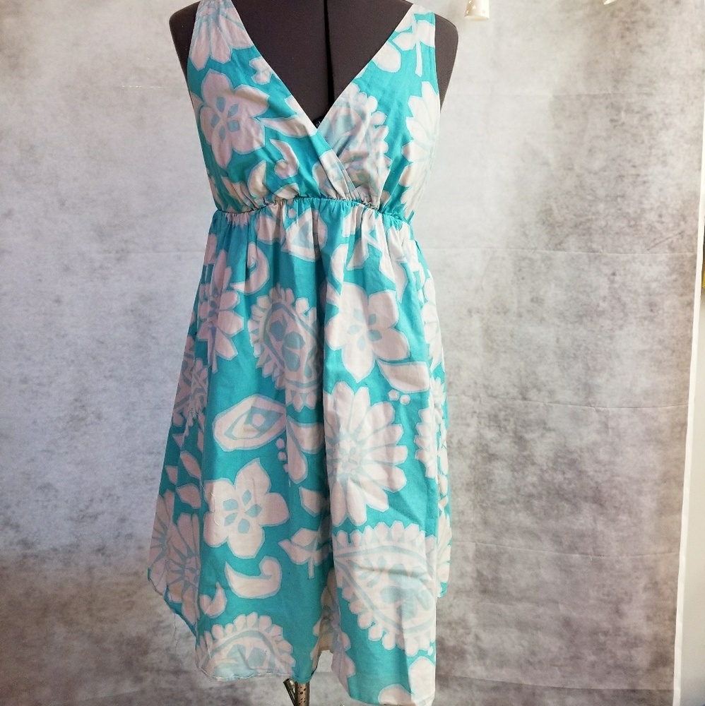 Aqua blue floral sun dress